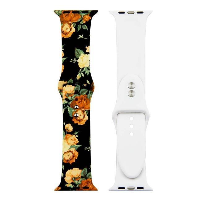 Printed Strap For Apple watch band 44 mm 40mm iWatch band 42mm 38mm Silicone Sport Bracelet strap Apple watch 5 4 3 21 Series 38