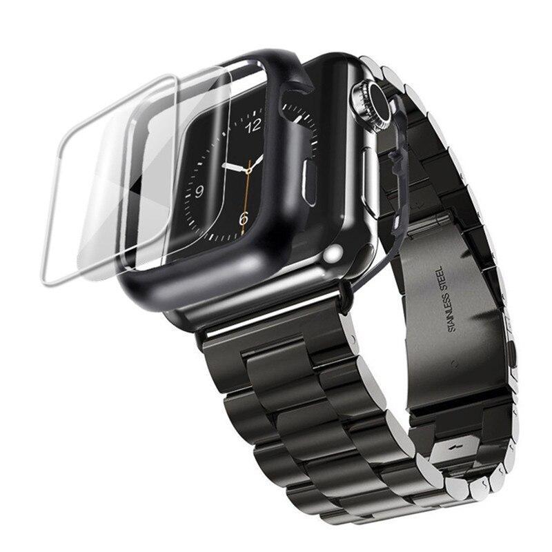 Stainless Steel case+Strap For Apple Watch band 44mm/40mm apple watch 5 4 3 band iwatch band 42mm/38mm Bracelet watchband+film