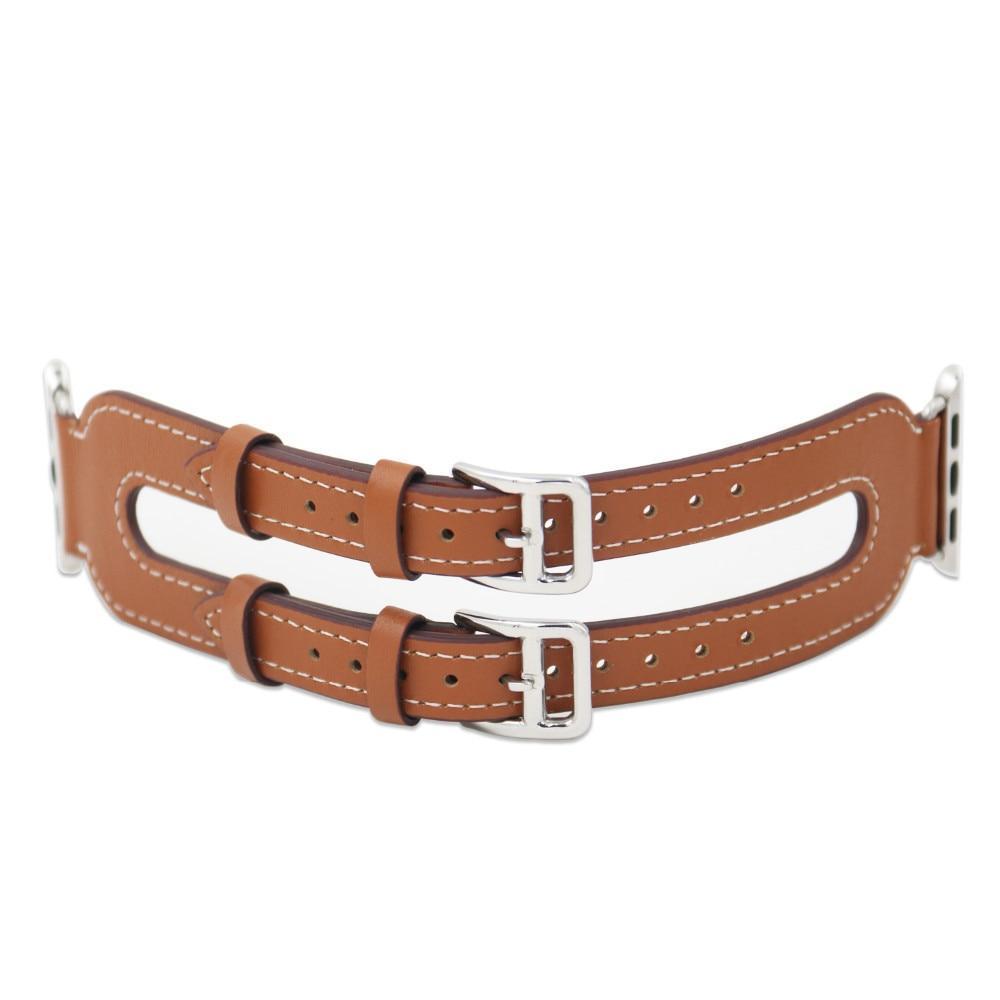 Leather strap For apple Watch band apple watch 5 4 3 band 44mm/40mm iwatch 5 4 42mm/38mm double buckle correa bracelet watchband