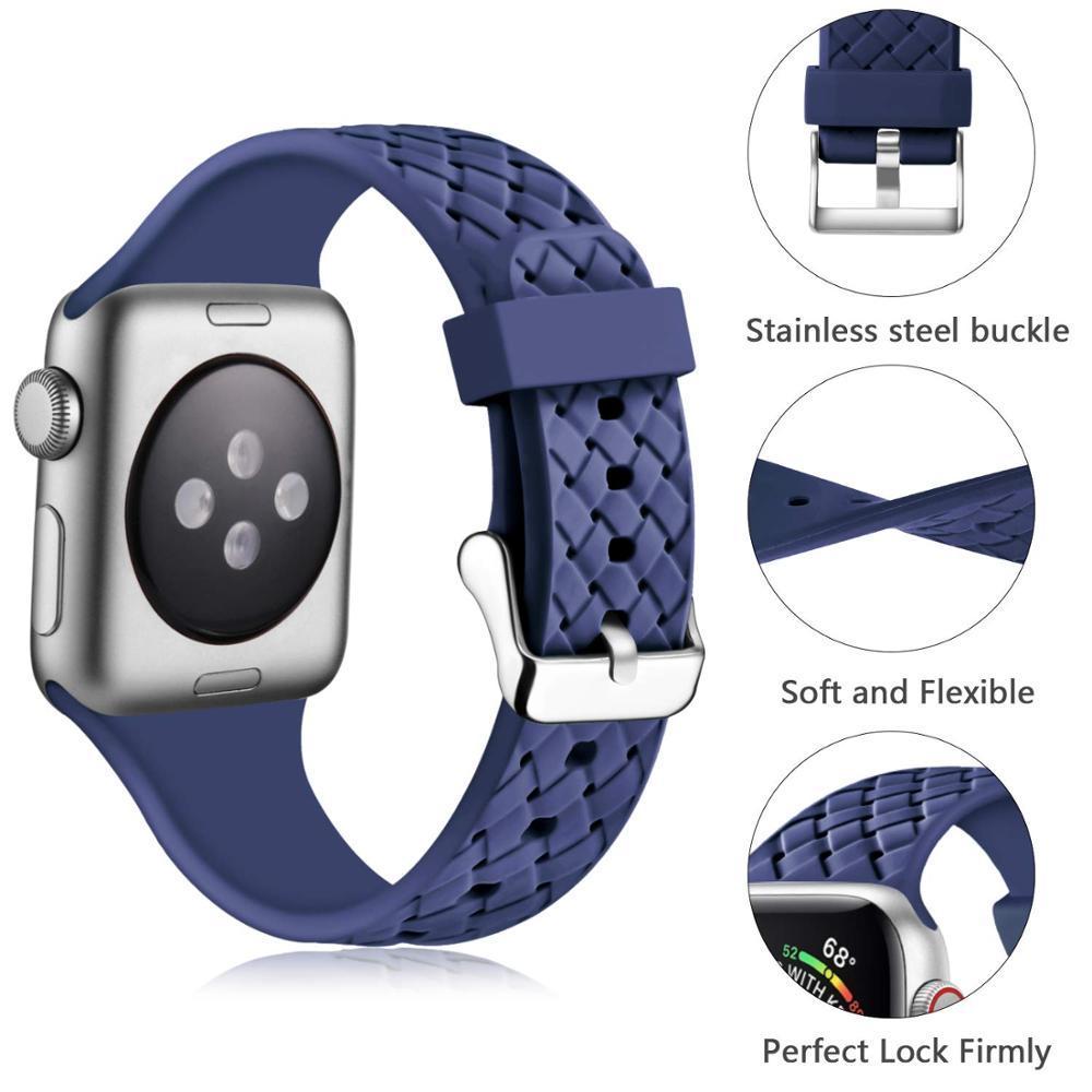 sport silicone strap for apple watch 5 4 band 44mm/40mm correa iwatch series 5 4 3 2 1 42mm/38mm rubber wrist watchband belt