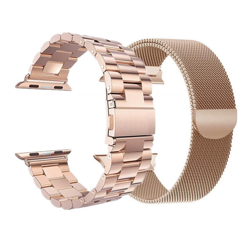 2 Pcs strap for Apple watch band 44 mm 40mm iWatch band 42mm 38 mm Stainless steel bracelet+Milanese Loop Apple watch 5 4 3 2 1