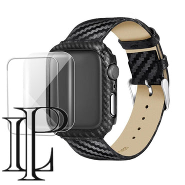 Carbon fiber Case+Strap For Apple watch band 5 4 3 44mm 40mm iWatch band 42mm/38mm watchband Bracelet Apple watch 5 4 3 2 1