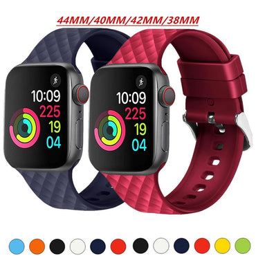 Silicone Strap For Apple watch band 5 44mm 40mm iwatch band 42mm 38mm watchband bracelet Apple watch 5 4 3 2 1 diamond pattern