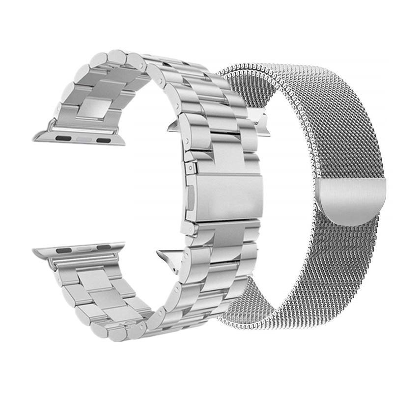 2 Pcs strap for Apple watch band 44 mm 40mm iWatch band 42mm 38 mm Stainless steel bracelet+Milanese Loop Apple watch 5 4 3 2 1