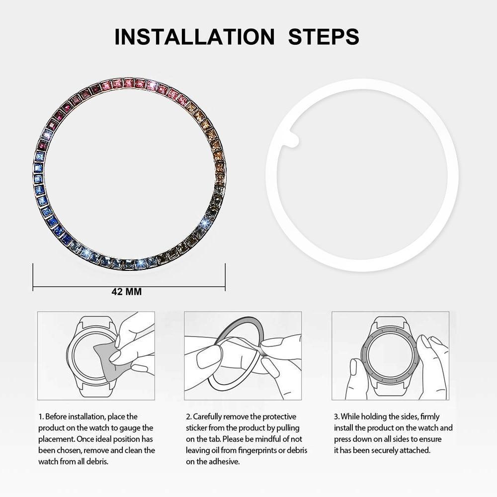 Diamond Case For Samsung Galaxy Watch 42mm case ring protector cover Sport fashion Adhesive Metal bumper Accessories 42 colorful