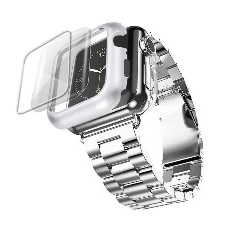 Stainless Steel case+Strap For Apple Watch band 44mm/40mm apple watch 5 4 3 band iwatch band 42mm/38mm Bracelet watchband+film