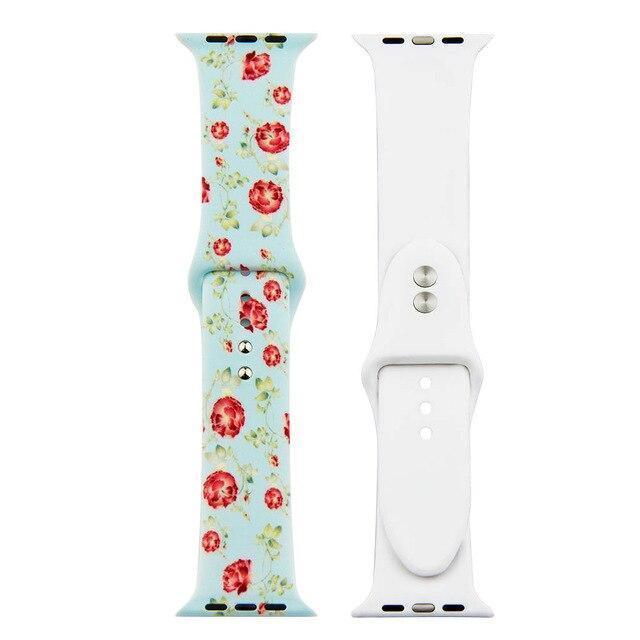 Printed Strap For Apple watch band 44 mm 40mm iWatch band 42mm 38mm Silicone Sport Bracelet strap Apple watch 5 4 3 21 Series 38