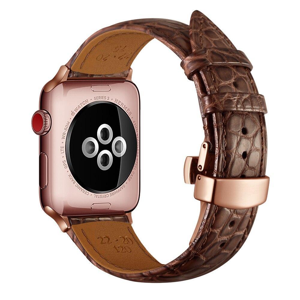 France alligator leather strap for Apple watch 4 band 44mm 40mm iwatch band 42mm 38mm TOP Process bracelet Apple watch 3 21 5 44