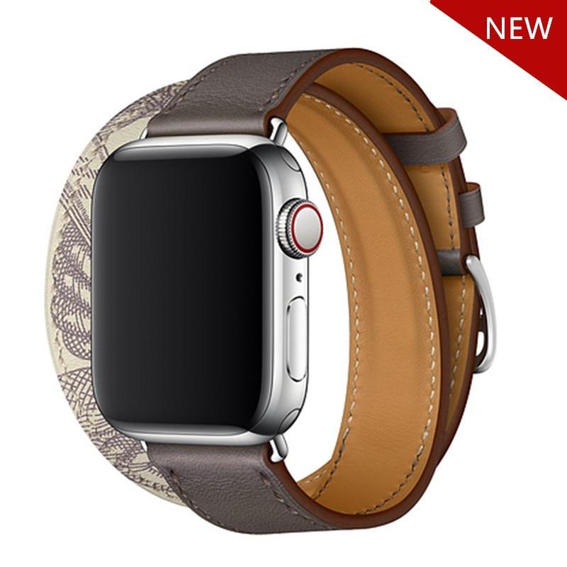 Double tour Leather strap For apple watch band apple watch 5 4 3 band 44mm 40mm correa iwatch  42mm 38mm correa watchband belt