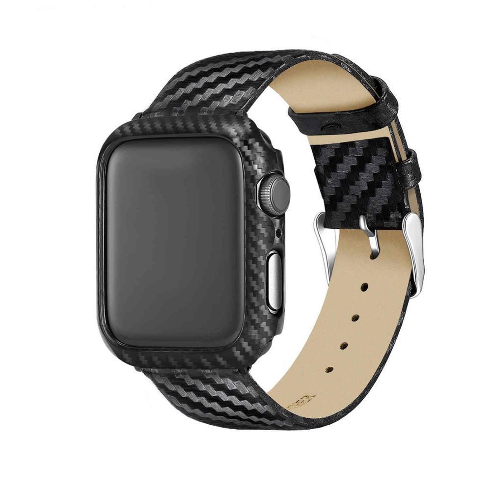 Carbon fiber Case+Strap For Apple watch band 5 4 3 44mm 40mm iWatch band 42mm/38mm watchband Bracelet Apple watch 5 4 3 2 1