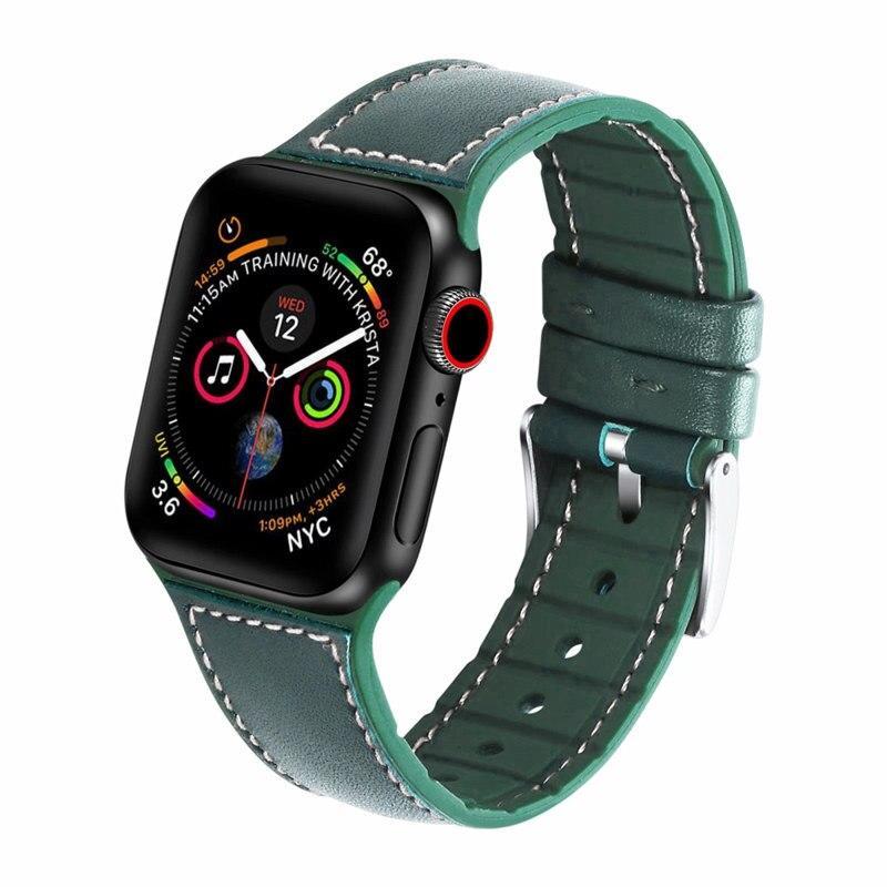 Genuine Leather strap For Apple watch band 44mm 40mm apple watch 5 4 3 iWatch band 38mm 42mm silicone correa bracelet watchband