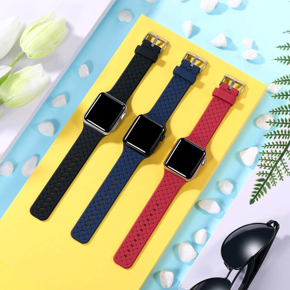 sport silicone strap for apple watch 5 4 band 44mm/40mm correa iwatch series 5 4 3 2 1 42mm/38mm rubber wrist watchband belt