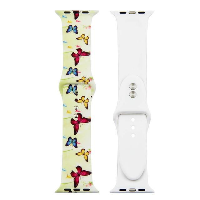 Printed Strap For Apple watch band 44 mm 40mm iWatch band 42mm 38mm Silicone Sport Bracelet strap Apple watch 5 4 3 21 Series 38