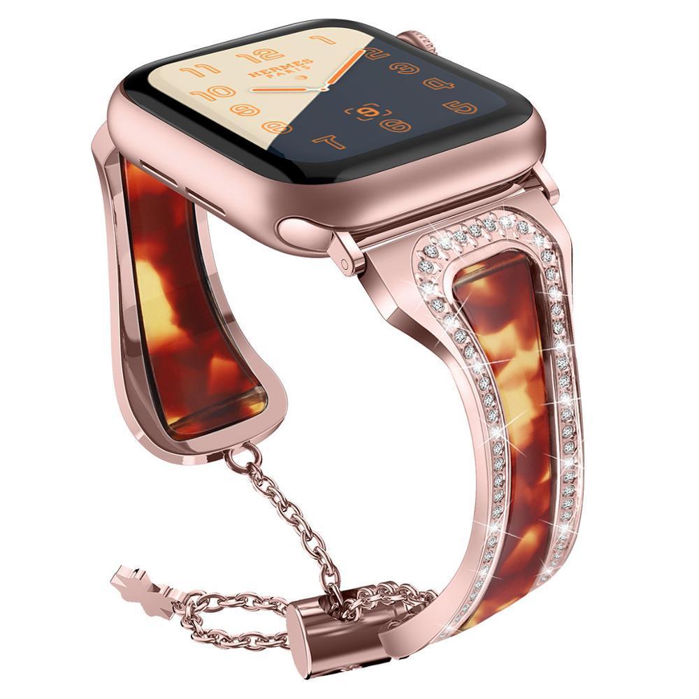 Stainless steel Band for Apple Watch 5 4 band 40mm 44mm iWatch band 38mm 42mm Diamond Resin bracelet strap for Apple watch 3 2 1