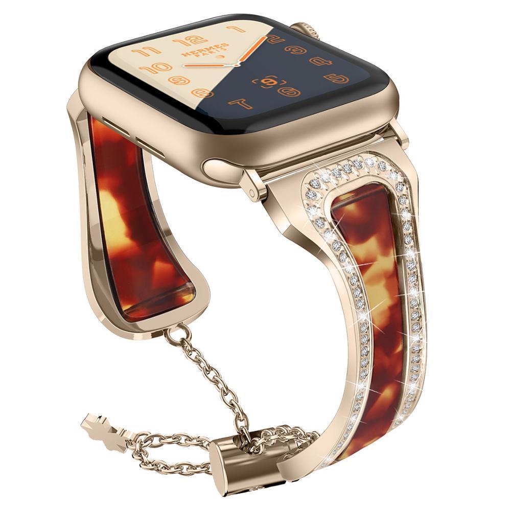Stainless steel Band for Apple Watch 5 4 band 40mm 44mm iWatch band 38mm 42mm Diamond Resin bracelet strap for Apple watch 3 2 1