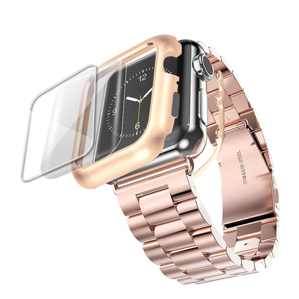 Stainless Steel case+Strap For Apple Watch band 44mm/40mm apple watch 5 4 3 band iwatch band 42mm/38mm Bracelet watchband+film