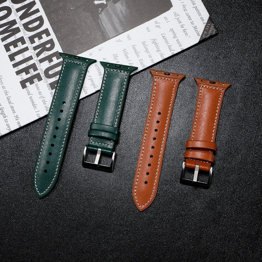 Genuine Leather strap For Apple watch band 44mm 40mm apple watch 5 4 3 iWatch band 38mm 42mm silicone correa bracelet watchband