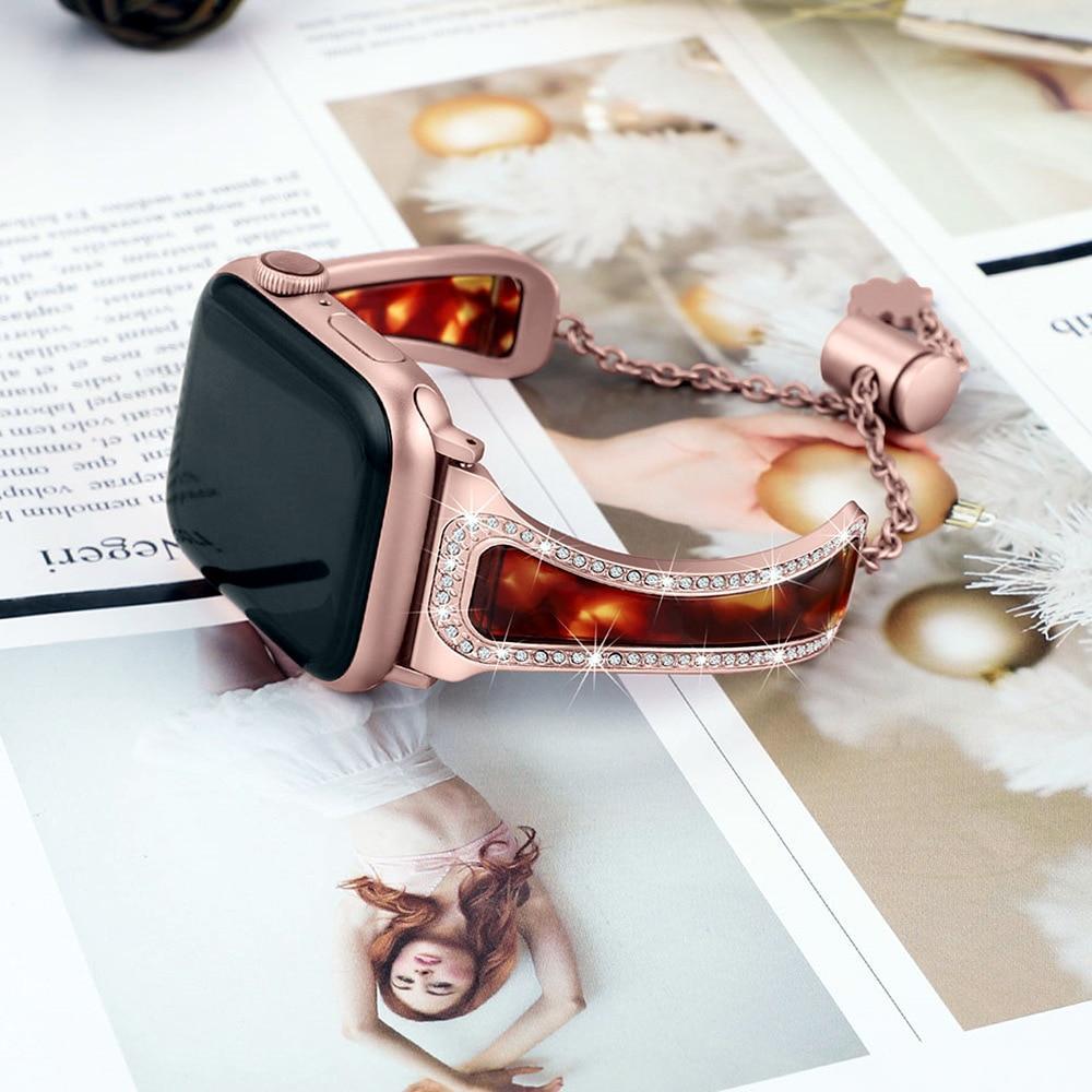 Stainless steel Band for Apple Watch 5 4 band 40mm 44mm iWatch band 38mm 42mm Diamond Resin bracelet strap for Apple watch 3 2 1