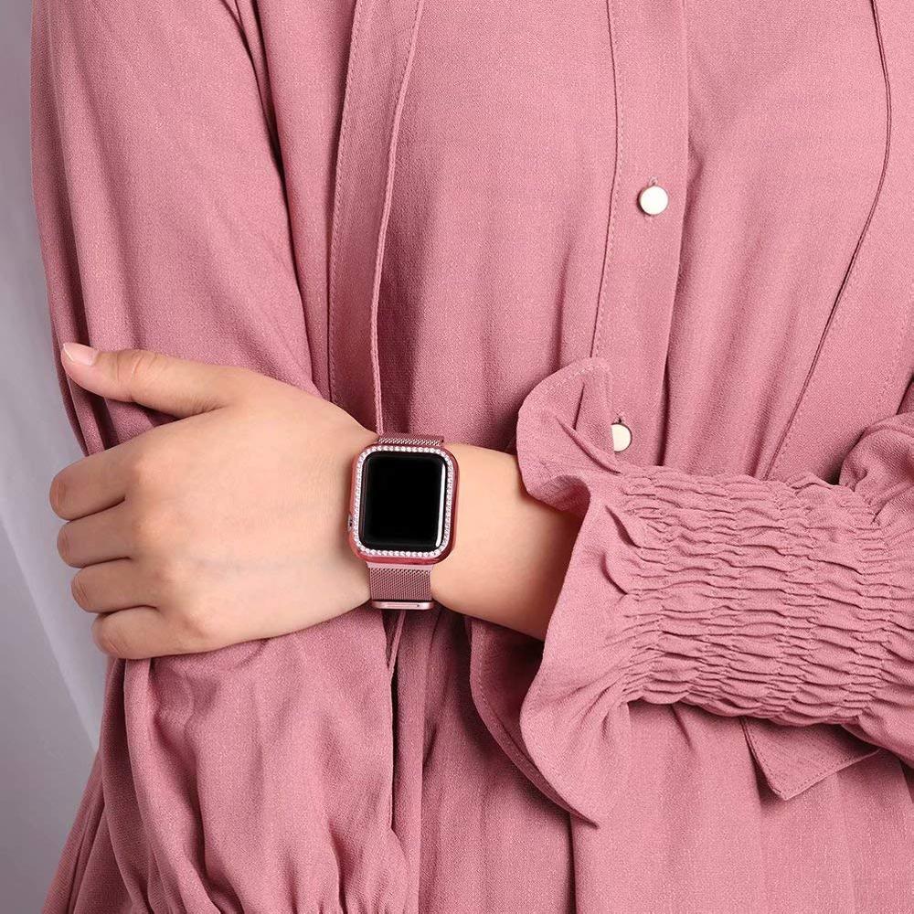Case+strap For Apple Watch band Milanese loop Apple watch 4 3 5 44mm 40mm iWatch band 42mm 38mm Bling stainless steel bracelet