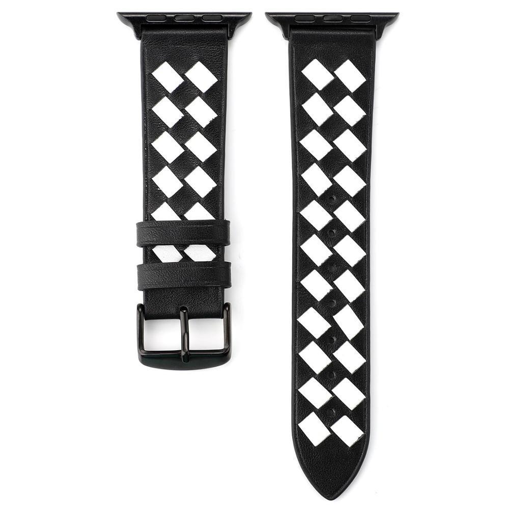 Genuine Leather Woven Strap for Apple Watch 5 apple watch 4 40mm 44mm 38mm 42mm Creative Pink Grid Bracelet Band for iwatch 3 2