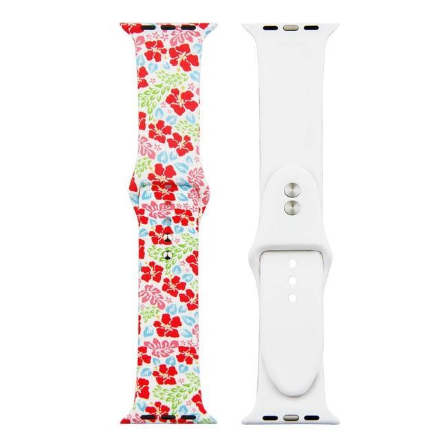 Printed Strap For Apple watch band 44 mm 40mm iWatch band 42mm 38mm Silicone Sport Bracelet strap Apple watch 5 4 3 21 Series 38