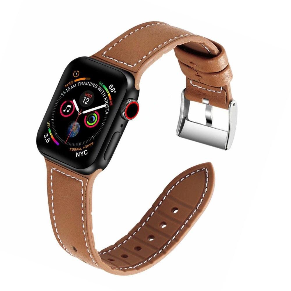 Genuine Leather strap For Apple watch band 44mm 40mm apple watch 5 4 3 iWatch band 38mm 42mm silicone correa bracelet watchband