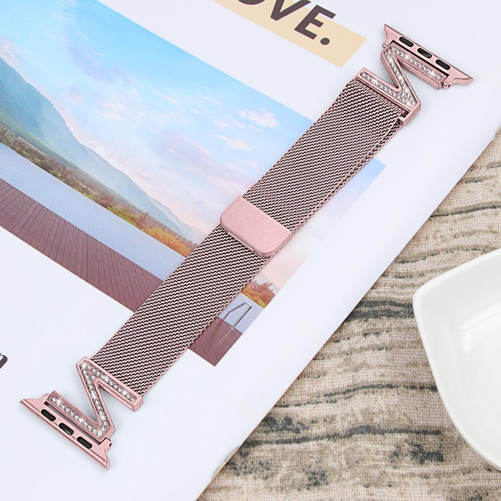 Diamond Milanese Loop strap For Apple Watch band apple watch 5 4 3 band 40mm 44mm 38mm 42mm iwatch 5 4 Stainless Steel bracelet