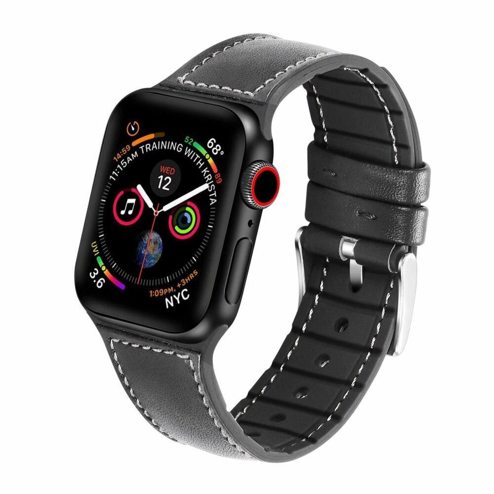 Genuine Leather strap For Apple watch band 44mm 40mm apple watch 5 4 3 iWatch band 38mm 42mm silicone correa bracelet watchband