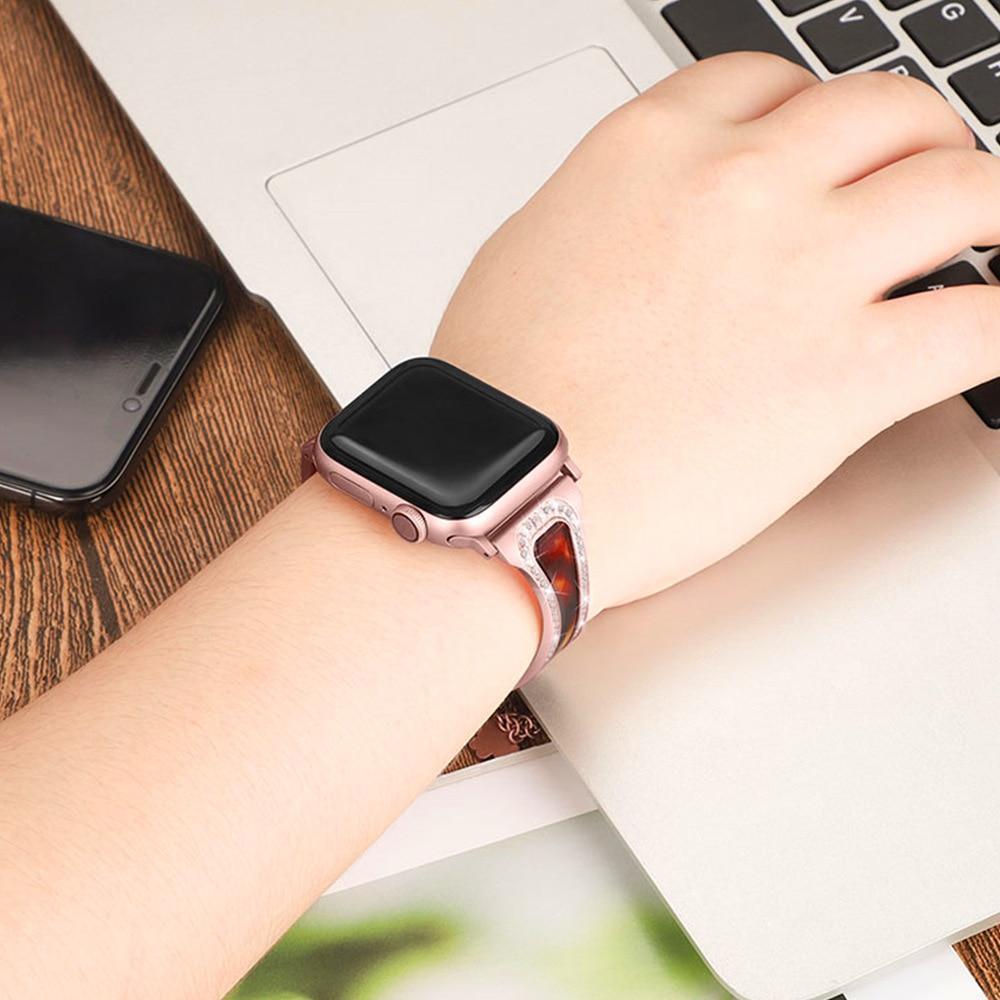 Stainless steel Band for Apple Watch 5 4 band 40mm 44mm iWatch band 38mm 42mm Diamond Resin bracelet strap for Apple watch 3 2 1