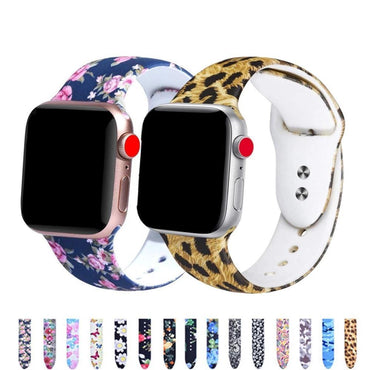 Printed Strap For Apple watch band 44 mm 40mm iWatch band 42mm 38mm Silicone Sport Bracelet strap Apple watch 5 4 3 21 Series 38