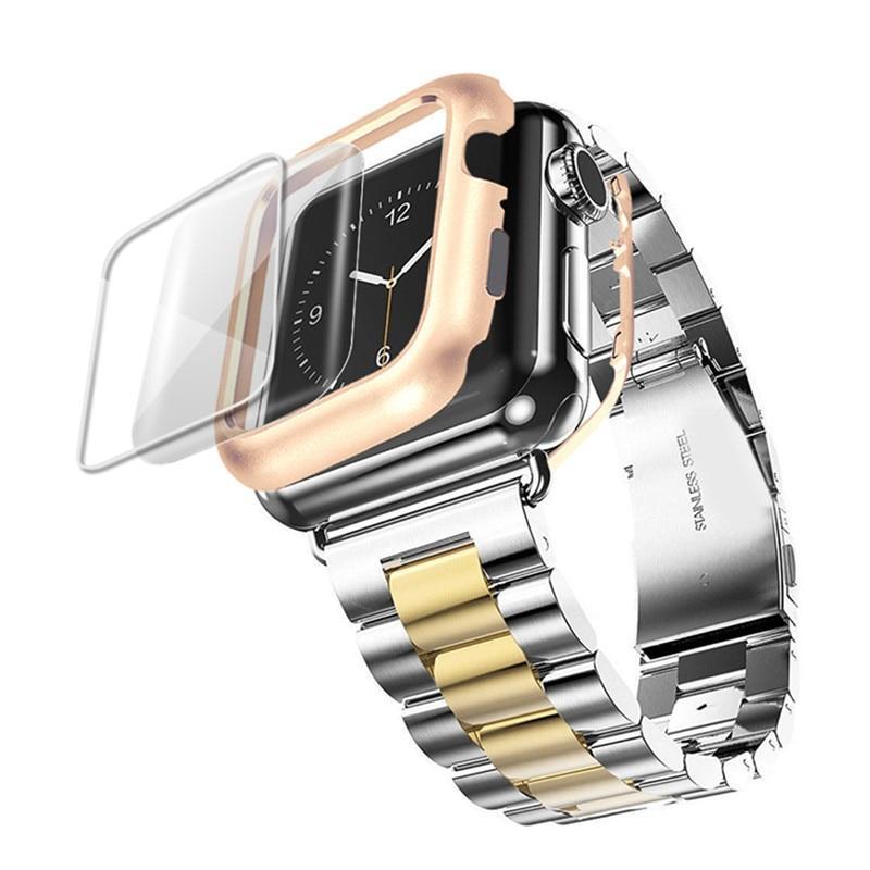 Stainless Steel case+Strap For Apple Watch band 44mm/40mm apple watch 5 4 3 band iwatch band 42mm/38mm Bracelet watchband+film