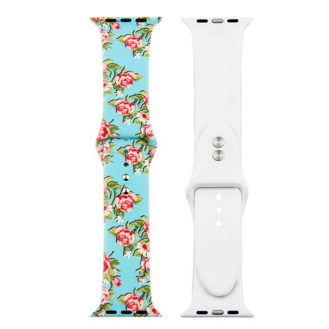 Printed Strap For Apple watch band 44 mm 40mm iWatch band 42mm 38mm Silicone Sport Bracelet strap Apple watch 5 4 3 21 Series 38
