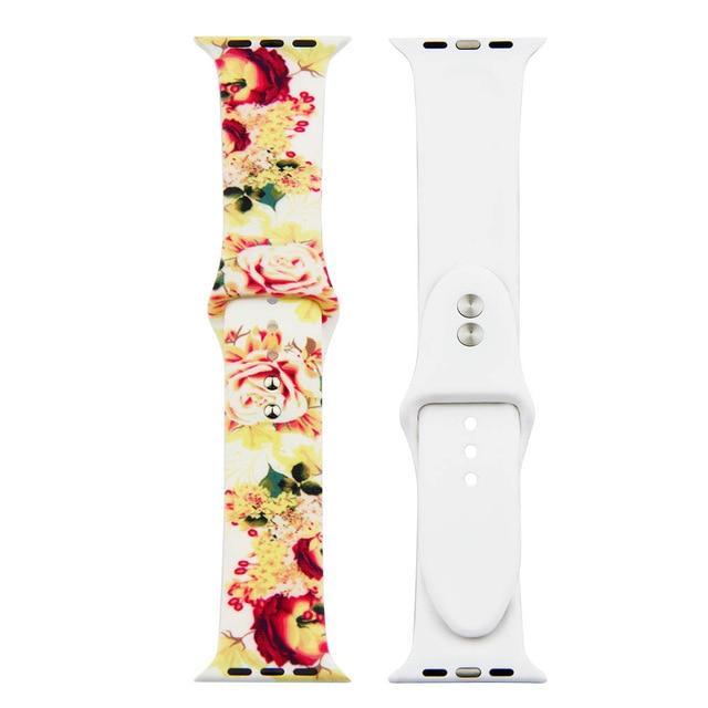 Printed Strap For Apple watch band 44 mm 40mm iWatch band 42mm 38mm Silicone Sport Bracelet strap Apple watch 5 4 3 21 Series 38