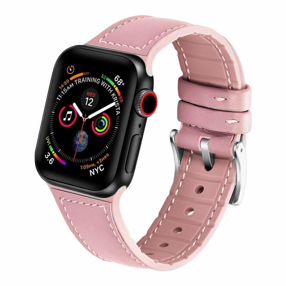 Genuine Leather strap For Apple watch band 44mm 40mm apple watch 5 4 3 iWatch band 38mm 42mm silicone correa bracelet watchband