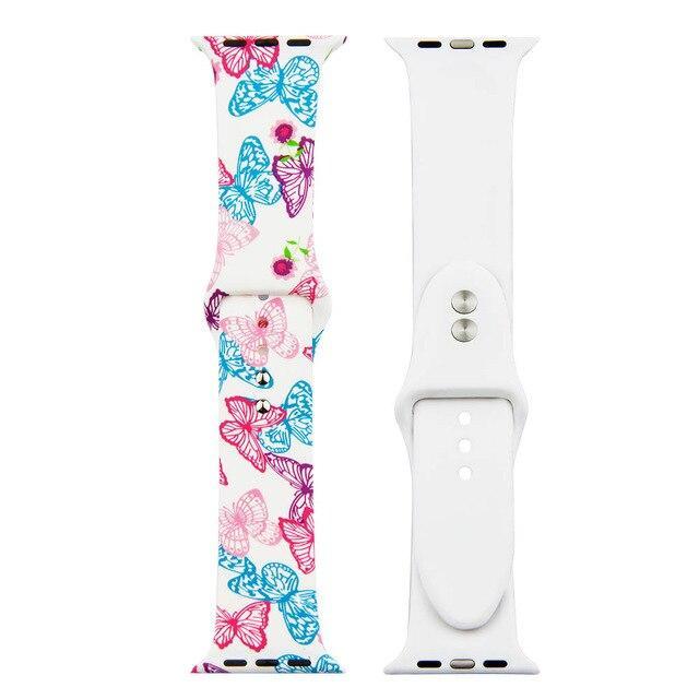 Printed Strap For Apple watch band 44 mm 40mm iWatch band 42mm 38mm Silicone Sport Bracelet strap Apple watch 5 4 3 21 Series 38