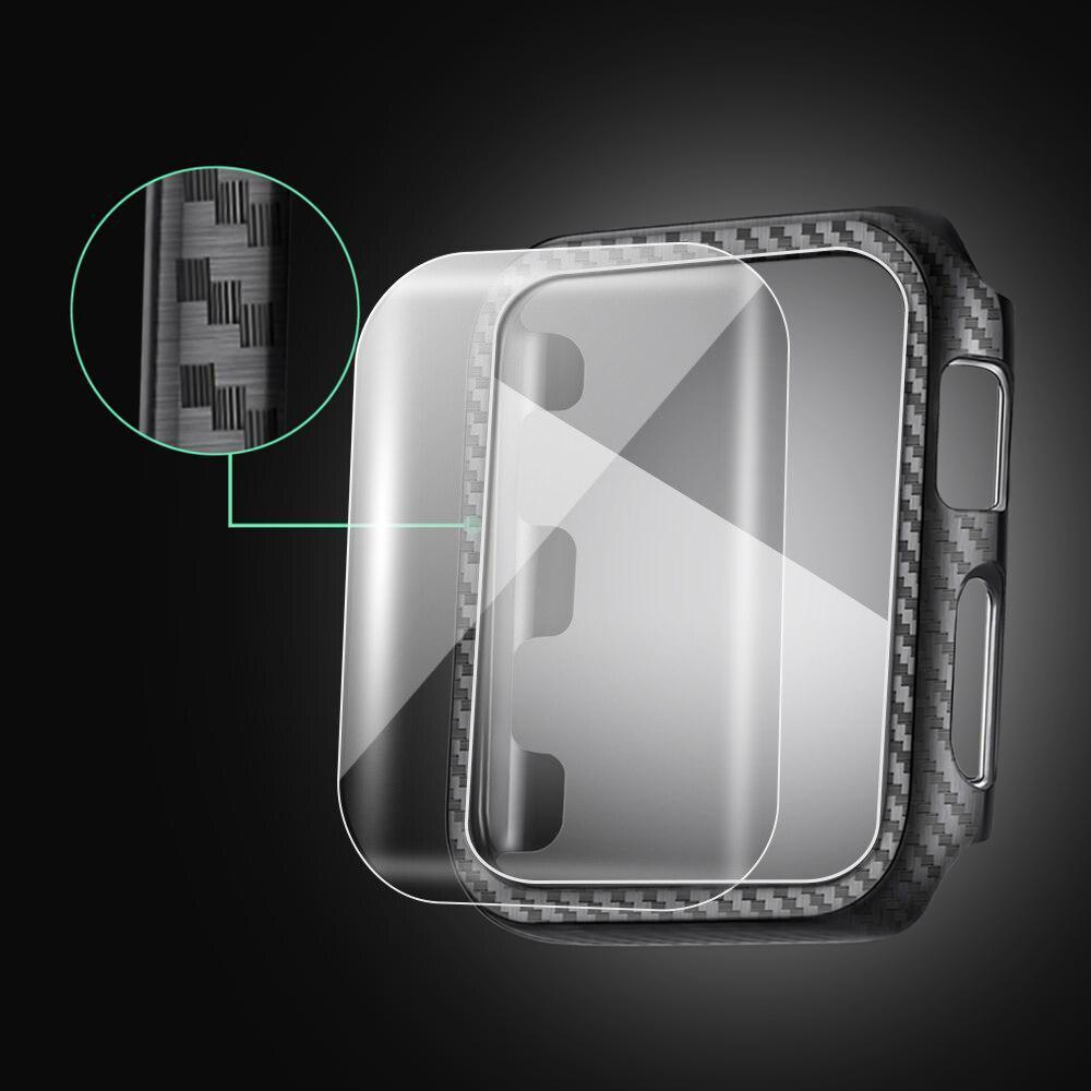 Carbon fiber Case+Strap For Apple Watch band 44mm 40mm apple watch 5 4 3 42mm/38mm iwatch band correa Stainless Steel watchband