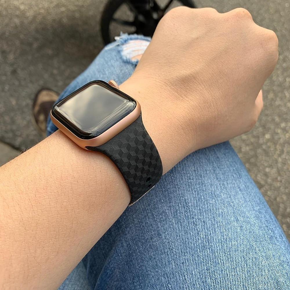 Silicone Strap for Apple watch band 44 mm 40mm iwatch band 38mm 42mm 3D Texture Sport watchband bracelet Apple watch 5 4 3 21 38