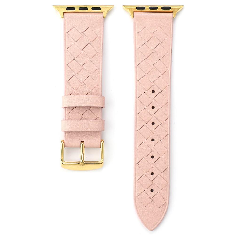Genuine Leather Woven Strap for Apple Watch 5 apple watch 4 40mm 44mm 38mm 42mm Creative Pink Grid Bracelet Band for iwatch 3 2