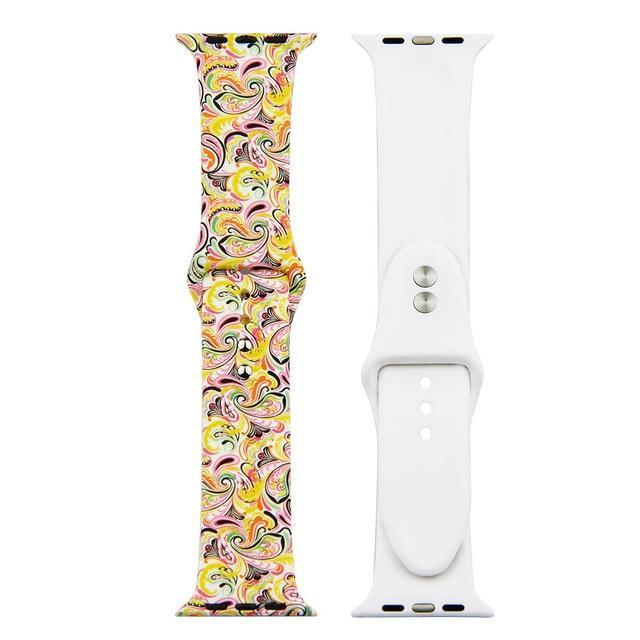 Printed Strap For Apple watch band 44 mm 40mm iWatch band 42mm 38mm Silicone Sport Bracelet strap Apple watch 5 4 3 21 Series 38