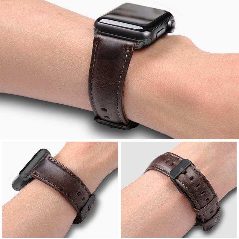 Genuine Leather strap For Apple watch band apple Watch 5 4 44mm 40mm correct iwatch band 3 2 1 42mm 38mm bracelet watchband