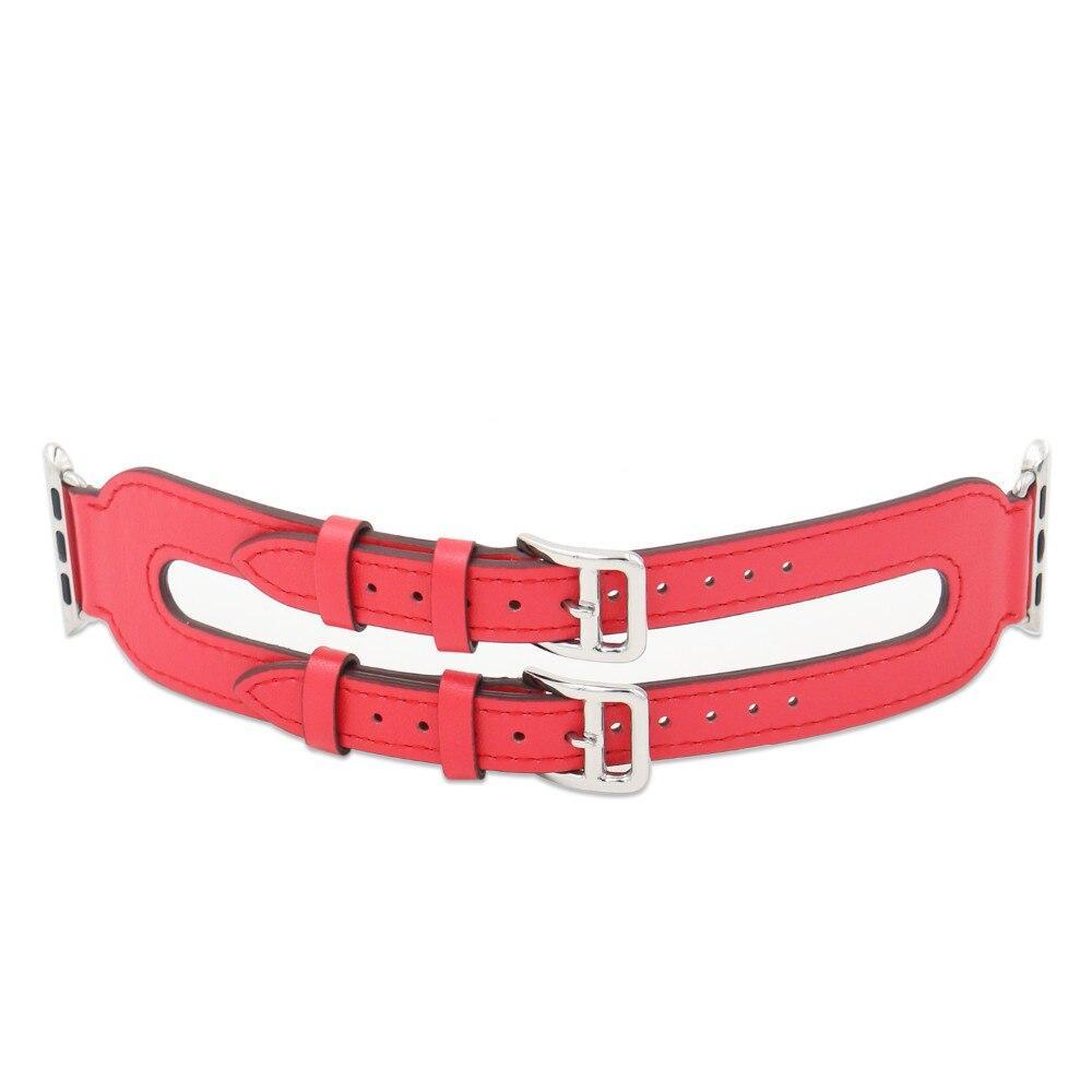 Leather strap For apple Watch band apple watch 5 4 3 band 44mm/40mm iwatch 5 4 42mm/38mm double buckle correa bracelet watchband