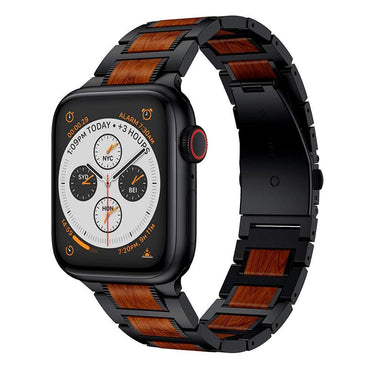 Wooden strap For Apple watch band 5 4 44mm 40mm iWatch band 3 42mm 38mm bracelet Red Sandalwood+Stainless steel Watchband