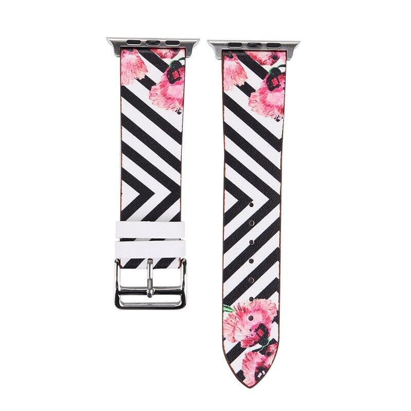 Leather Strap For Apple watch band 42mm 38mm iwatch series 3 2 1 Floral pattern Design Bracelet Wrist belt watchband