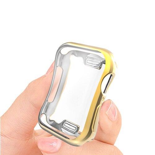 Cover case For apple watch band apple watch 4 5 band 44mm/40mm Iwatch band soft All-around shell Ultra-thin Electroplate frame