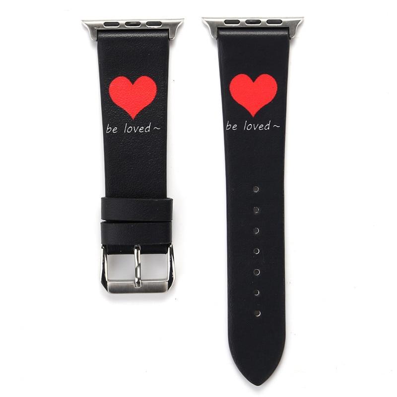 Genuine Leather strap For Apple watch band 42mm 38mm iwatch series 3 2 1 love Heart wrist bands belt corrrea Accessories