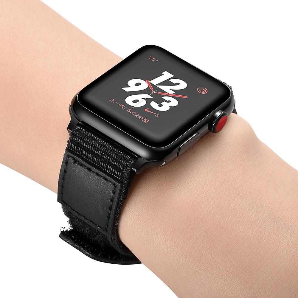 leather Sport Loop For Apple Watch 4 band 44mm/40mm Woven nylon IWATCH series 3/2/1 42mm/38 Breathable wrist Bracelet
