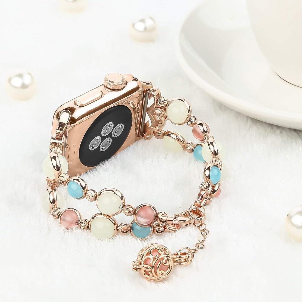 Luminous agate strap For Apple watch band apple watch 5 4 3 band 40mm 44mm iwatch band 5 4 3 38mm 42mm Woman pearl bracelet belt