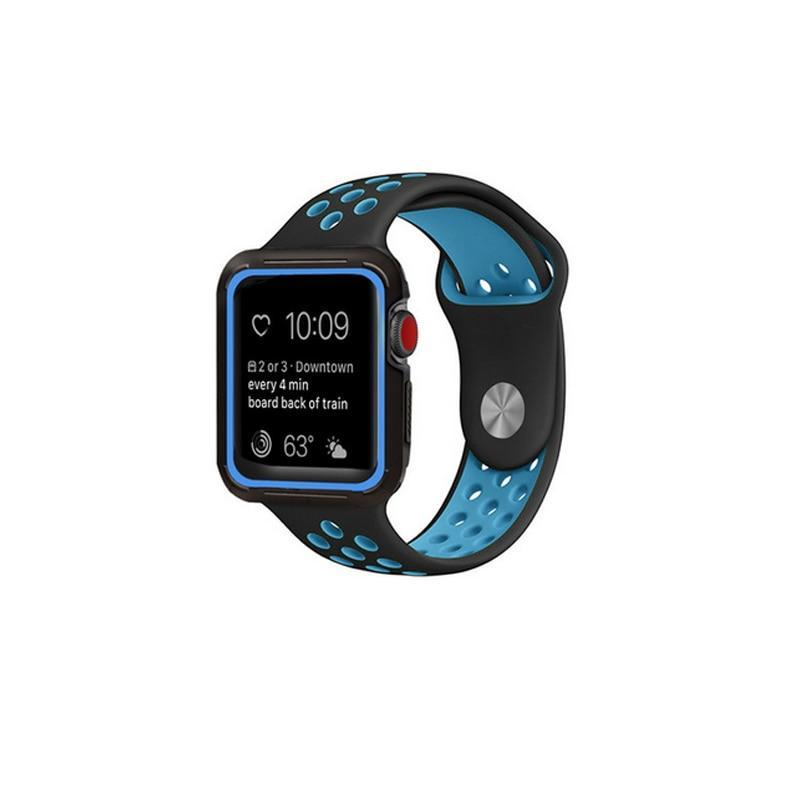 silicone Sport band & Case For Apple Watch 42mm 38mm strap iwatch nike 3/2/1 wristband Bracelet Protective cover belt