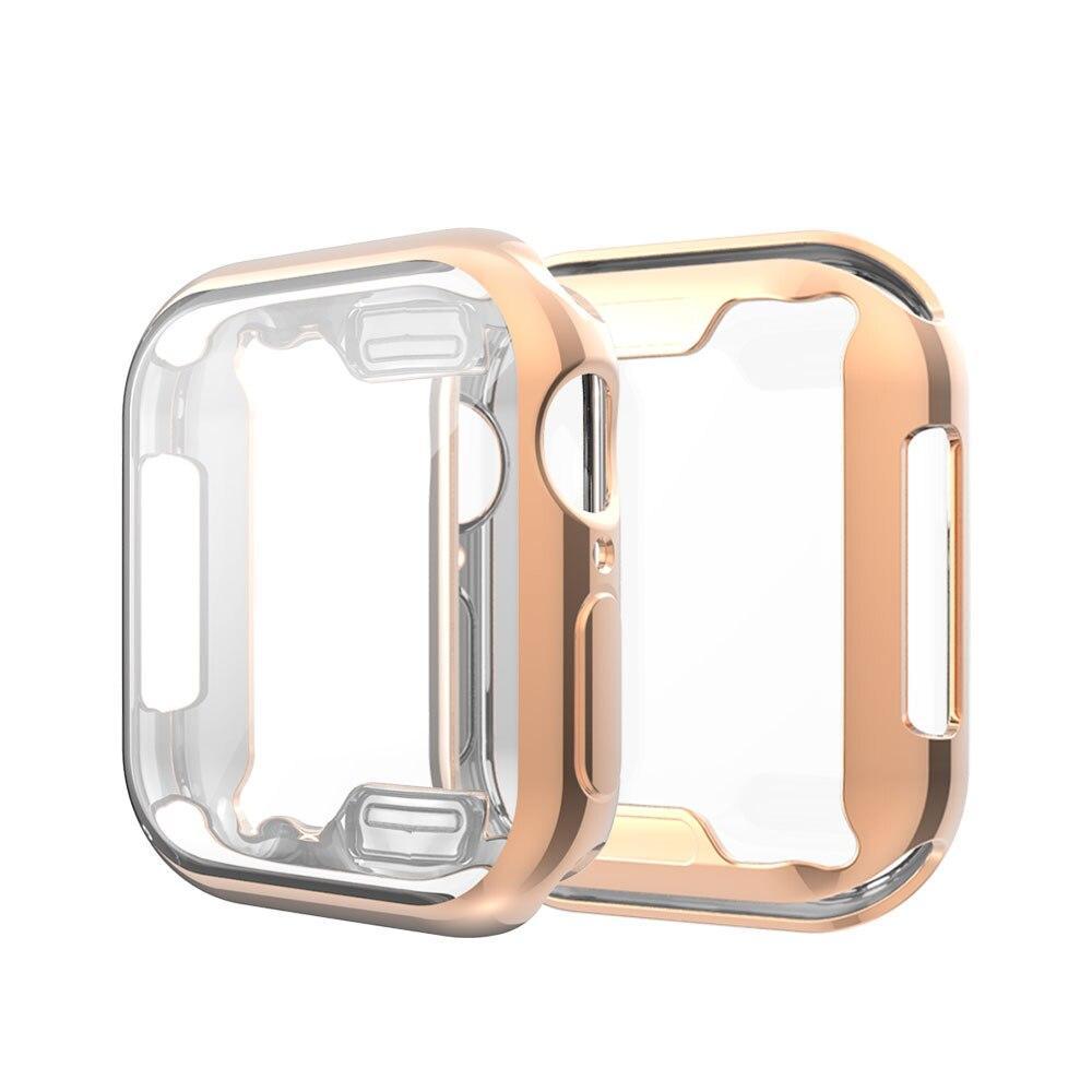 Cover case For apple watch band apple watch 4 5 band 44mm/40mm Iwatch band soft All-around shell Ultra-thin Electroplate frame