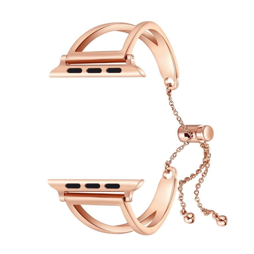 CRETED Strap For Apple Watch band iWatch 4 3 2 42mm/38mm/44mm/40mm correa stainless steel cuff strap girl fashion design chain